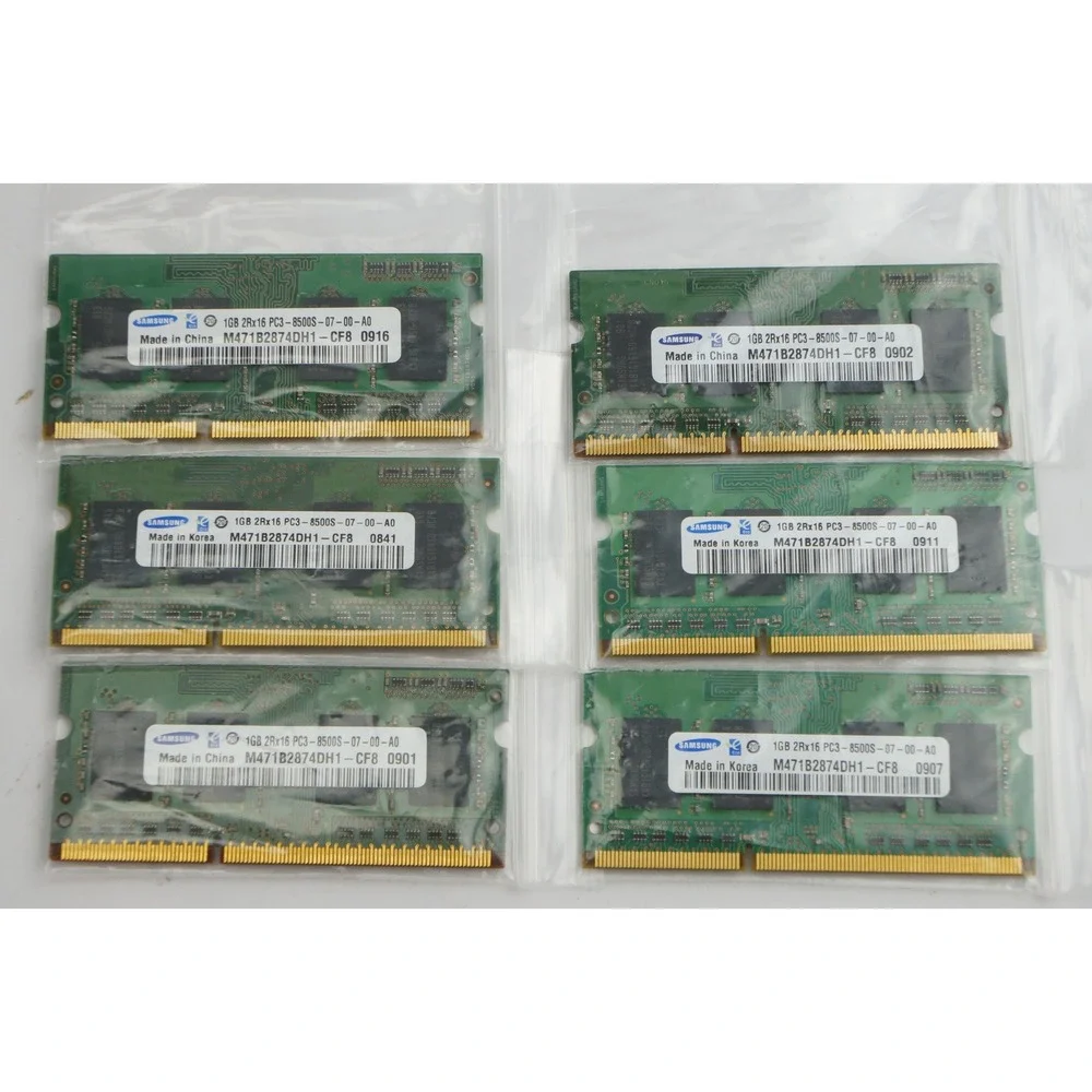 Samsung RAM‎ Laptop 6pc Lot 1GB PC3-8500S DDR3 M471B2874DH1-CF8 EUC